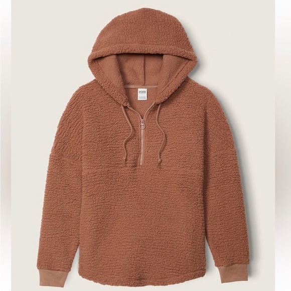 Victoria’s Secret PINK PLUSH FLEECE PULLOVER Brown Size L - Picture 4 of 10